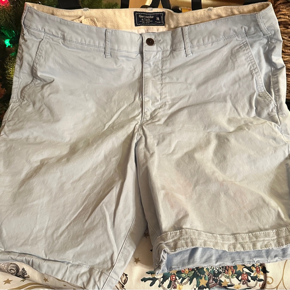 Abercrombie & Fitch 2 pairs Men's Sky Blue and White Flat Front Shorts